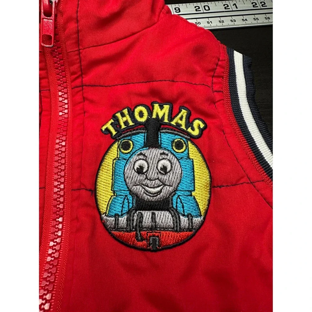 Thomas & Friends Zip Front Red Vest Kids sz 18 Months Vintage Y2K Quilted Retro